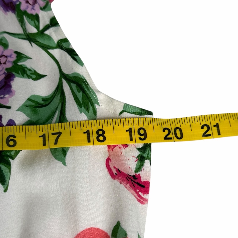 Belle Poque Floral Sweetheart Retro 50s Dress in White with Pink & Purple Blooms - Picture 7 of 10
